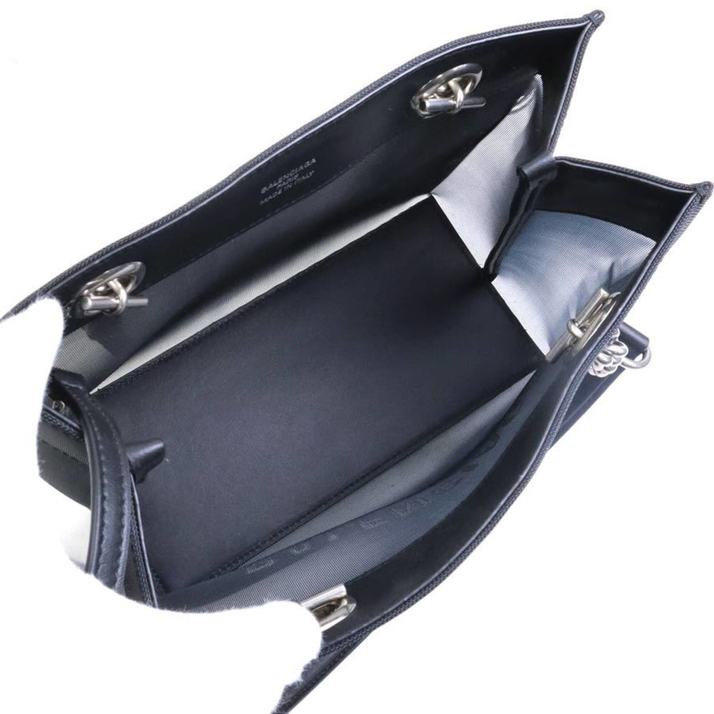 Balenciaga Black Leather Mesh Handbag Tote