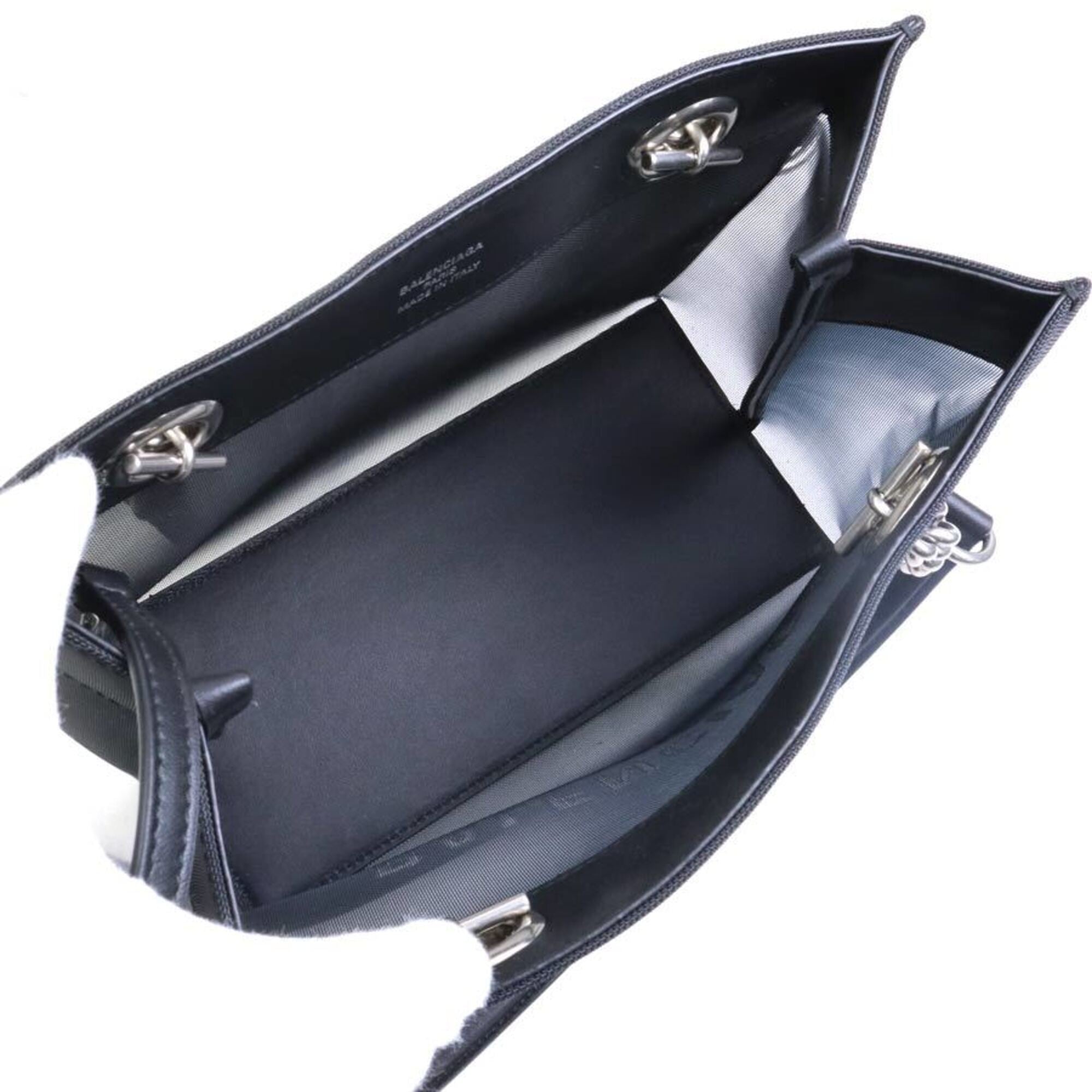 Balenciaga Black Leather Mesh Handbag Tote