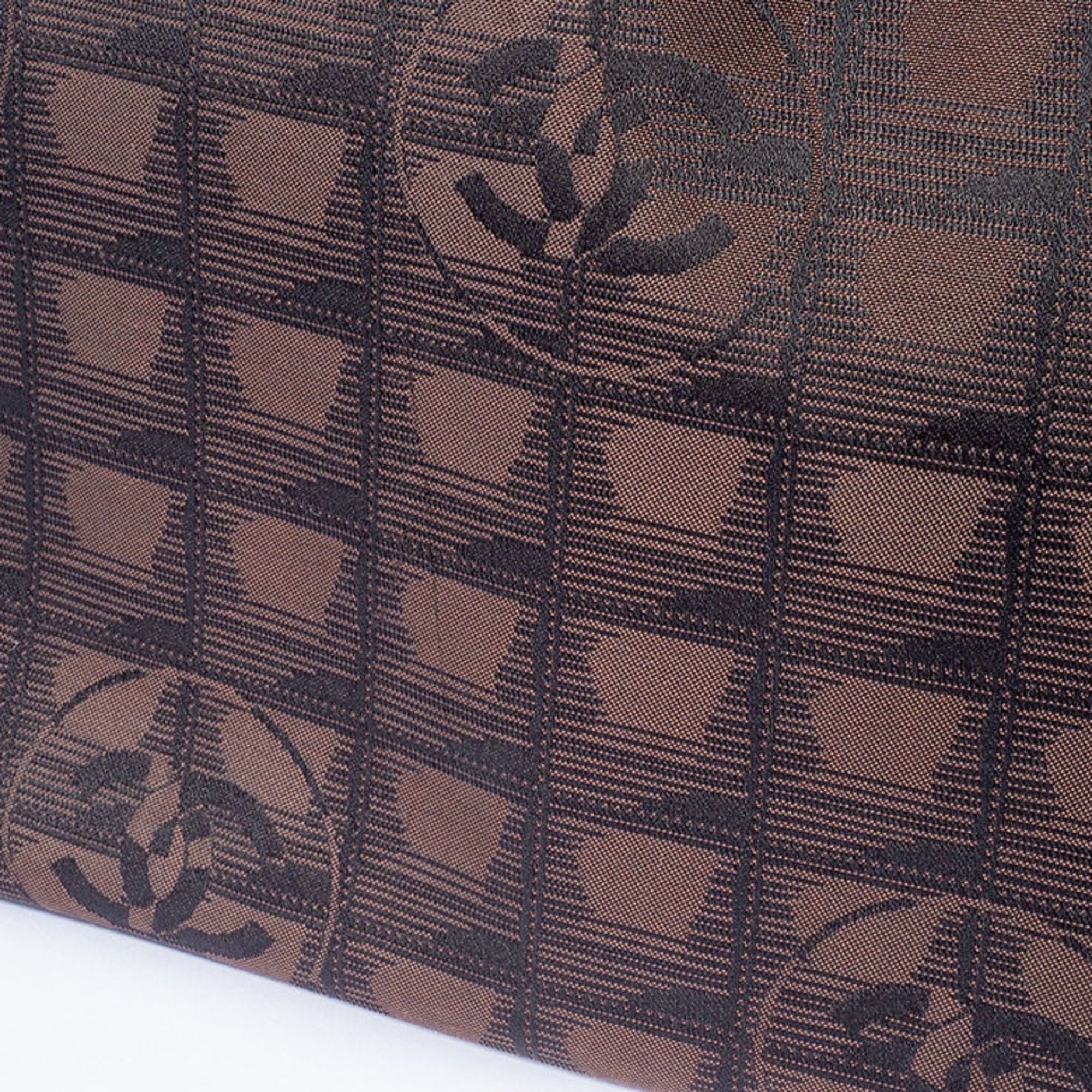 Chanel New Travel Line Brown Jacquard Leather Tote Bag