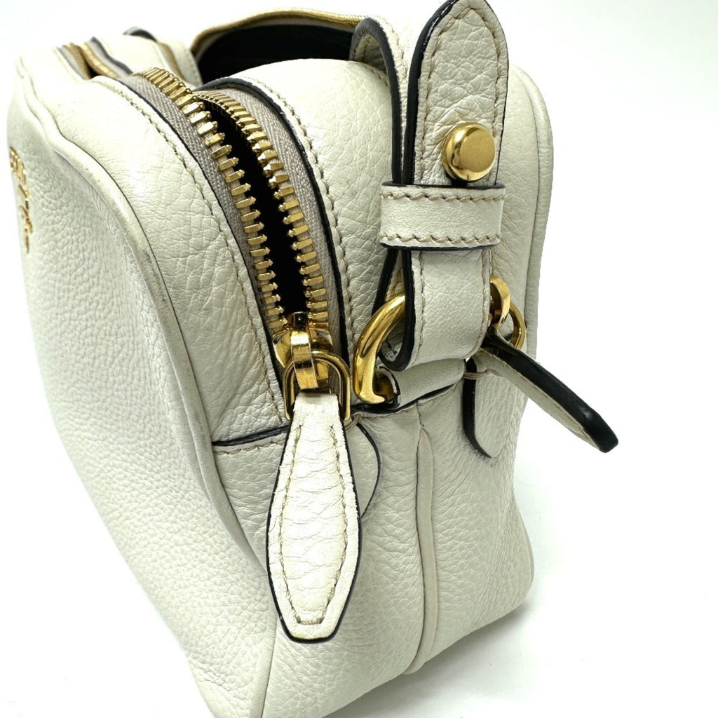 Prada White Leather Pochette Shoulder Bag