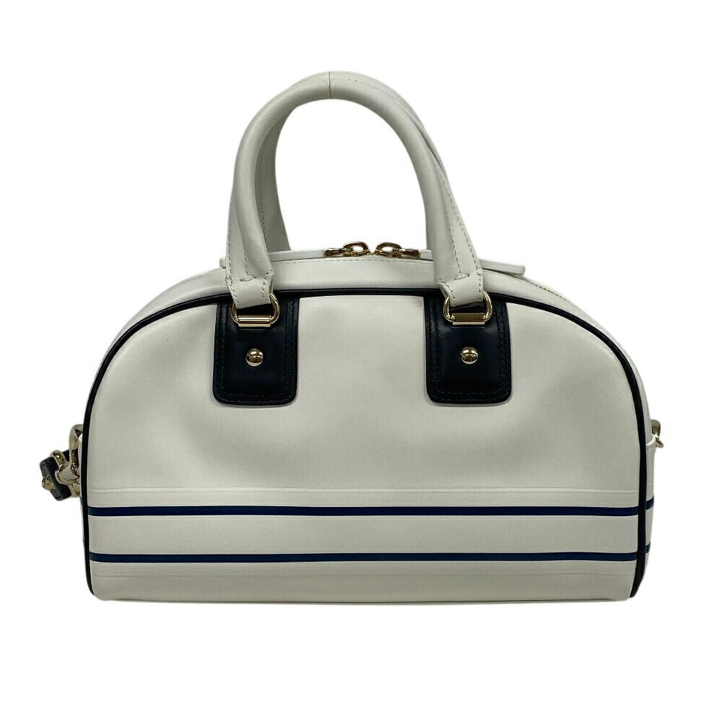 Christian Dior Navy White Leather Handbag (Pre-Owned)