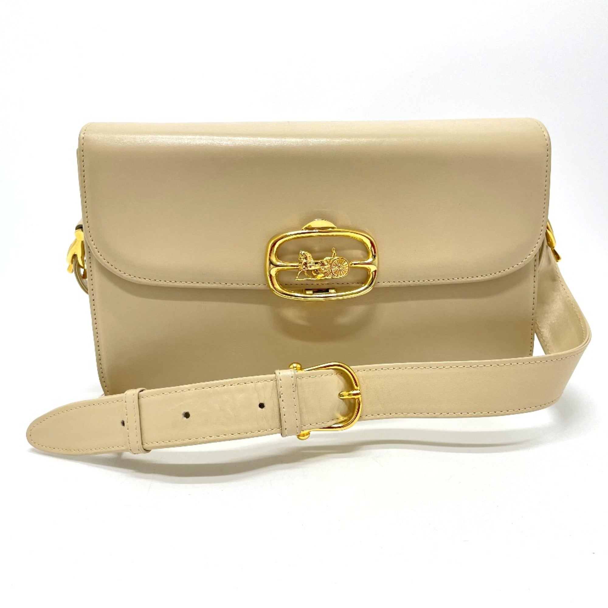 Celine Beige Leather Shoulder Bag