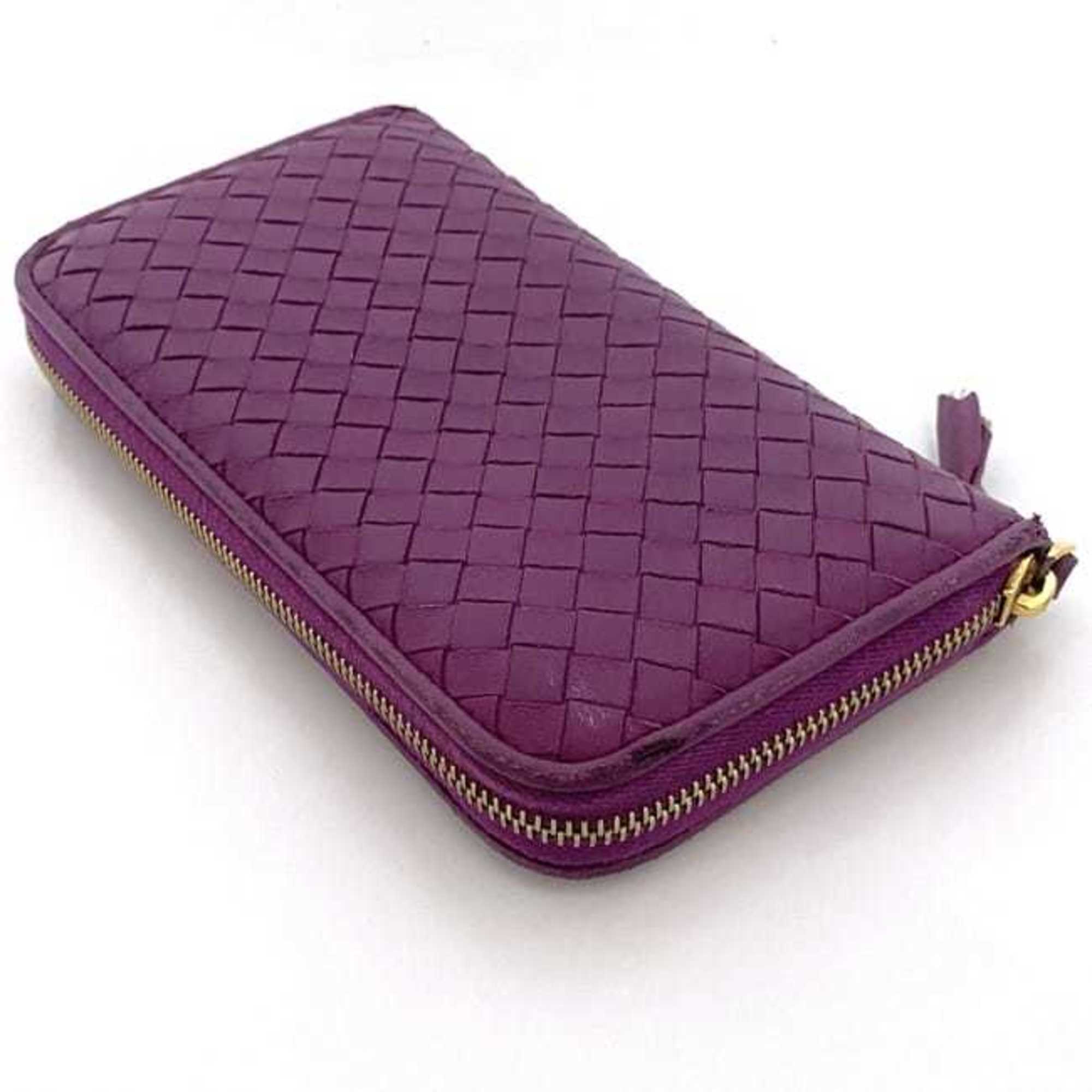 Bottega Veneta Purple Leather Long Wallet (Bi-Fold)