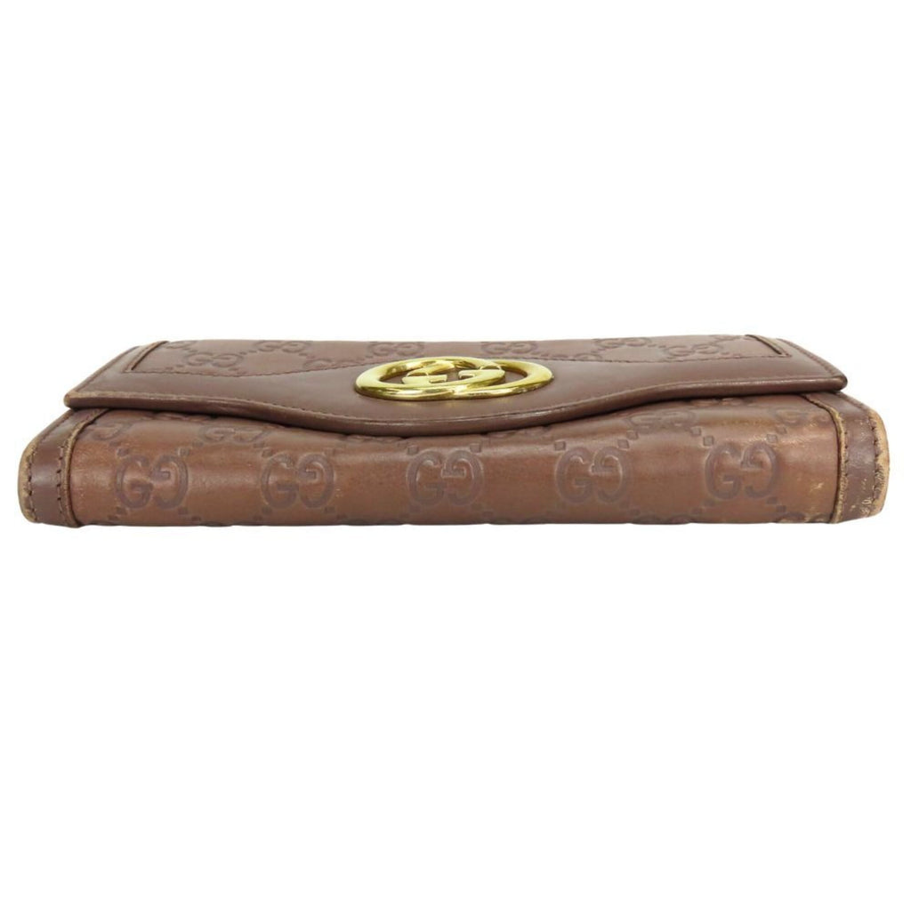 Gucci Brown Leather Long Wallet (Bi-Fold) (Pre-Owned)
