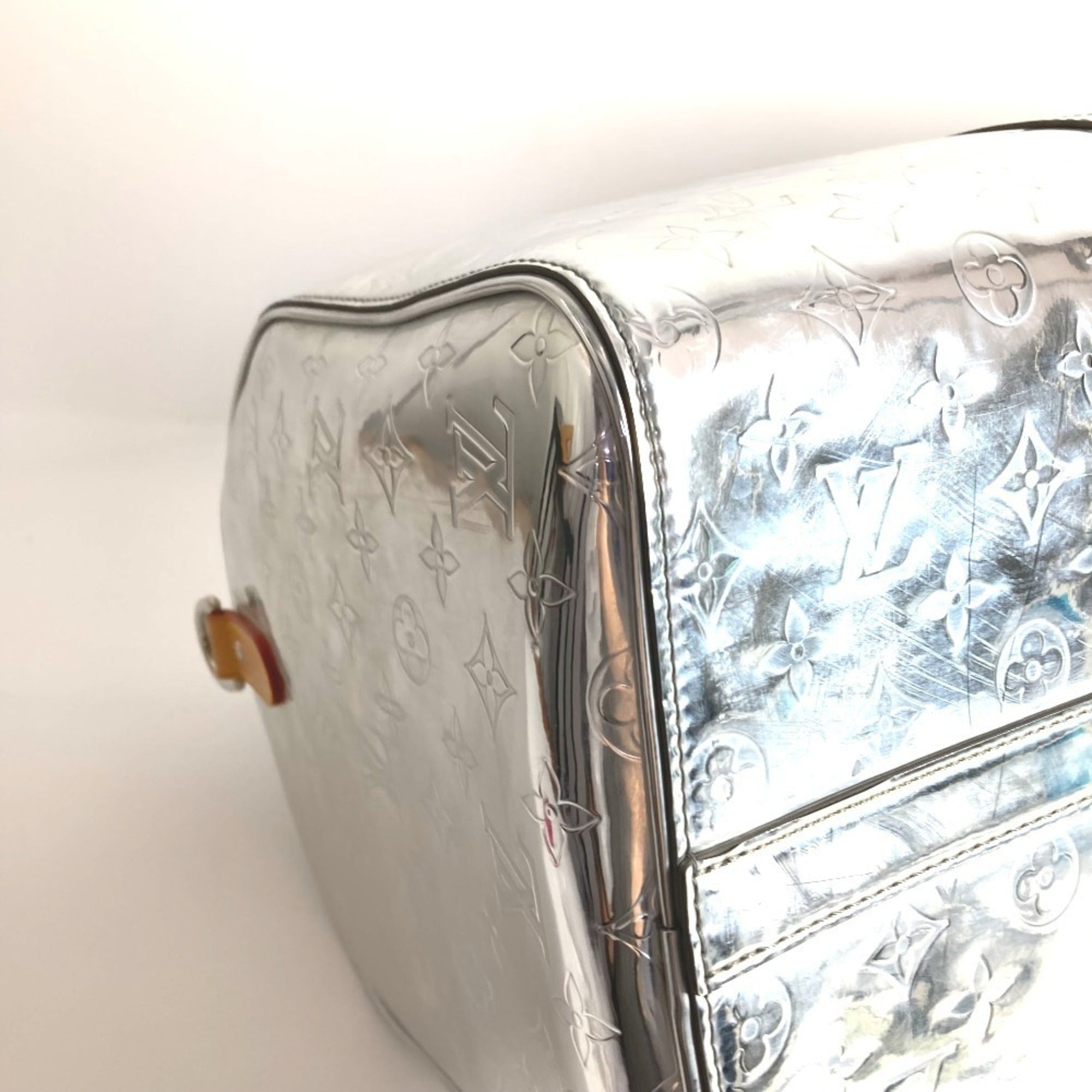 Louis Vuitton Silver Leather Boston Bag Handbag