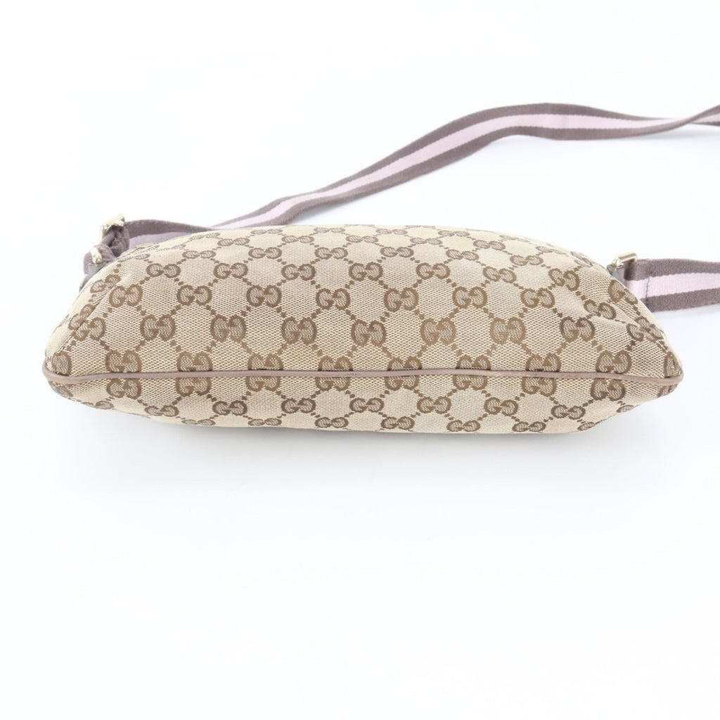 Gucci Beige Brown Pink Leather Canvas Handbag Shoulder Bag Tote Bag (Pre-Owned)