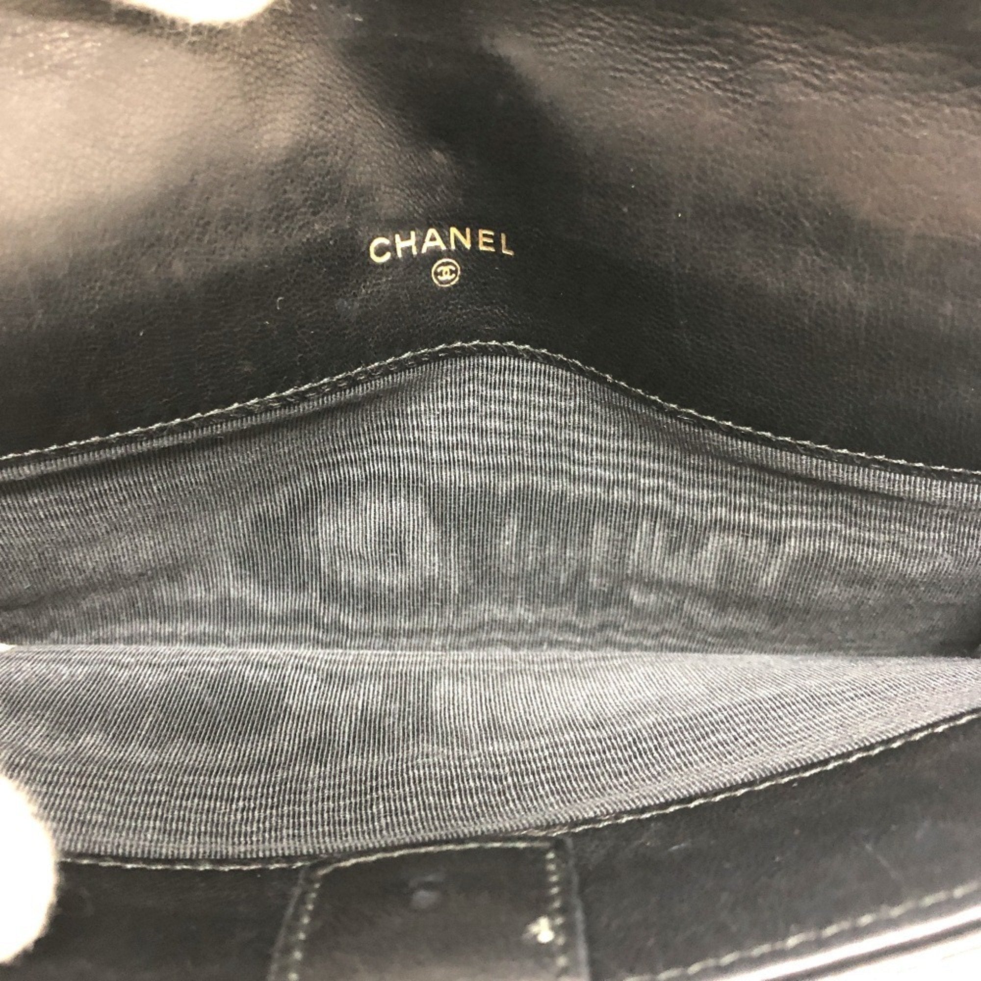 Chanel Black Leather Long Wallet (Bi-Fold)