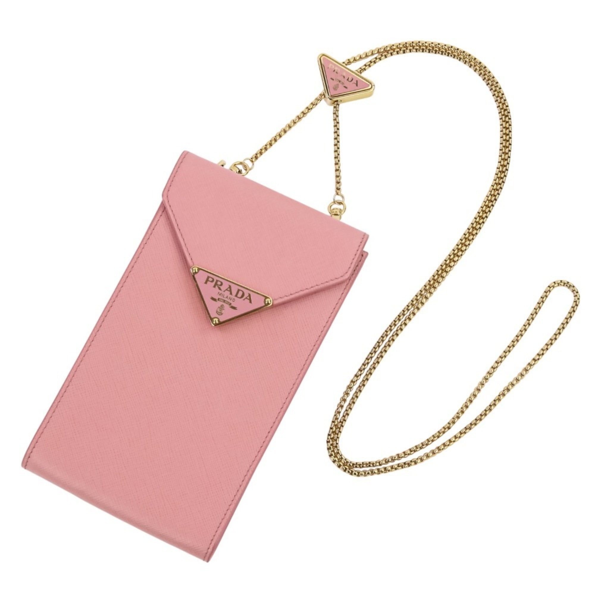 Prada Pink Leather Pochette Shoulder Bag