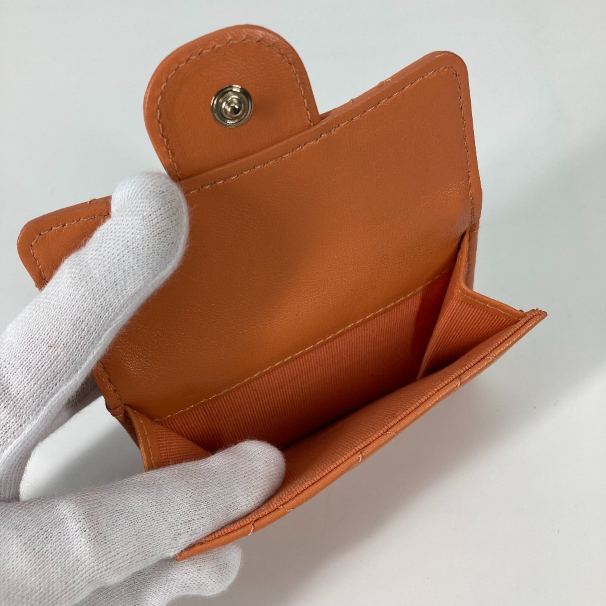Chanel Orange Leather Wallet (Tri-Fold)