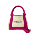 Balenciaga Ivory Pink Canvas Leather Handbag Pouch Shoulder