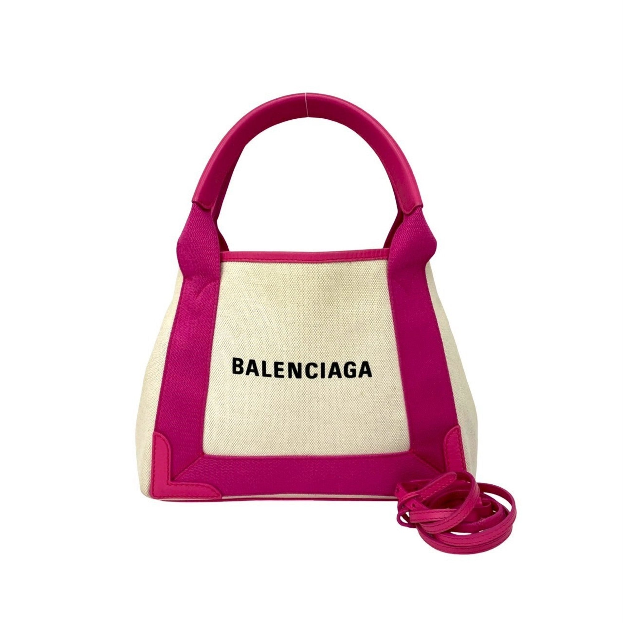 Balenciaga Ivory Pink Canvas Leather Handbag Pouch Shoulder