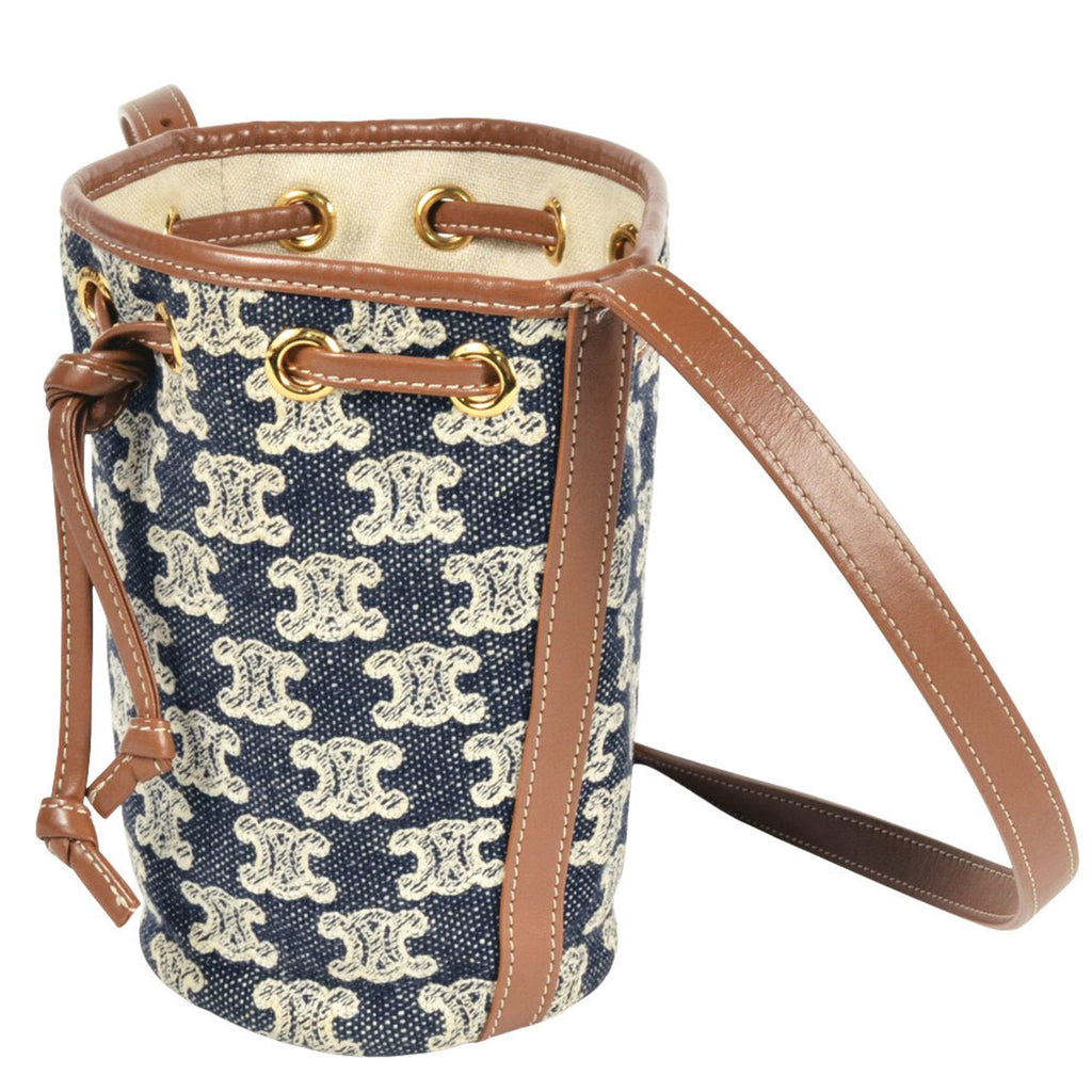 Celine Navy Canvas Shoulder Bag