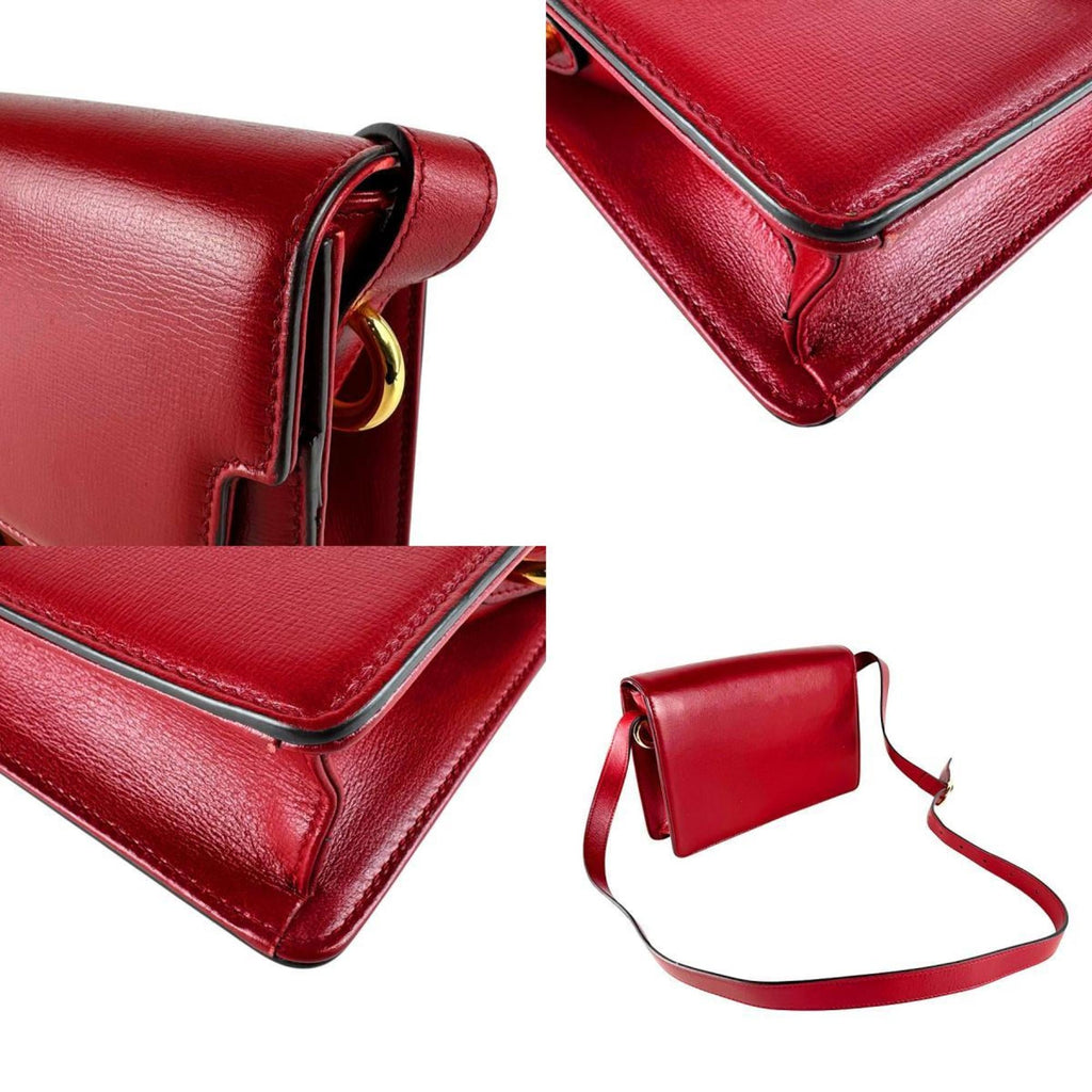 Gucci Red Color Leather Shoulder Bag (Pre-Owned)