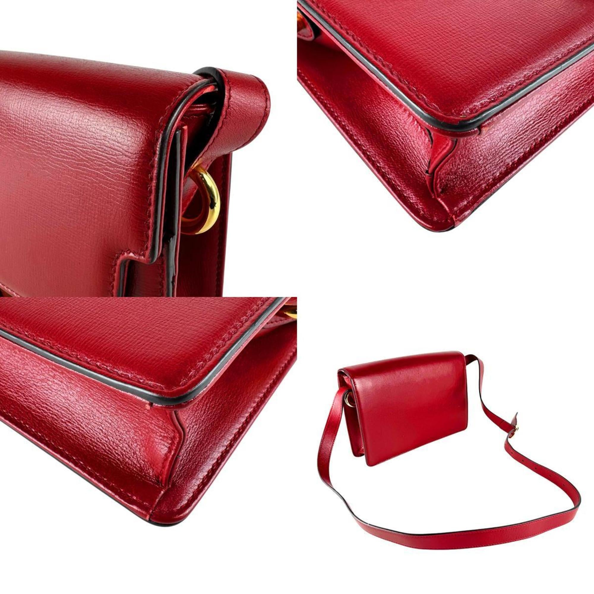 Gucci Red Color Leather Shoulder Bag (Pre-Owned)
