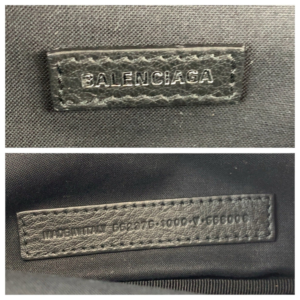 Balenciaga Black White Leather Fanny Pack Sling