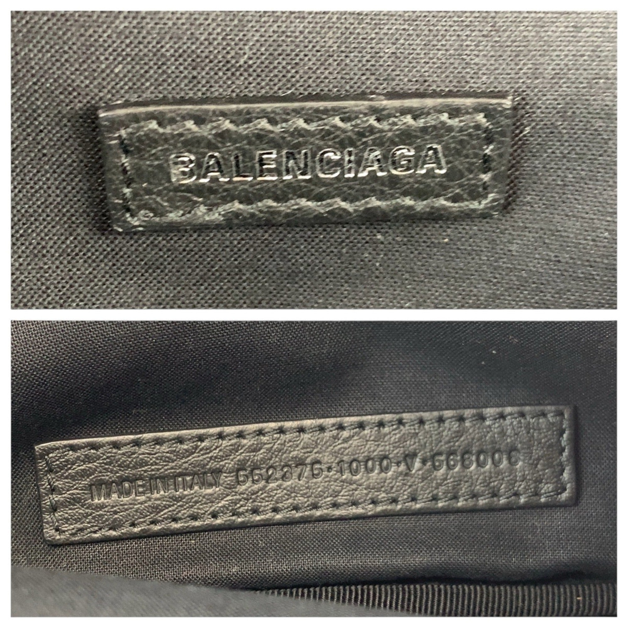Balenciaga Black White Leather Fanny Pack Sling