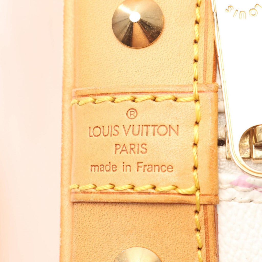 Louis Vuitton Blanc White Coated Canvas Leather Handbag