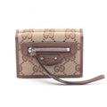 Gucci Beige Brown Canvas Leather Wallet (Tri-Fold) (Pre-Owned)