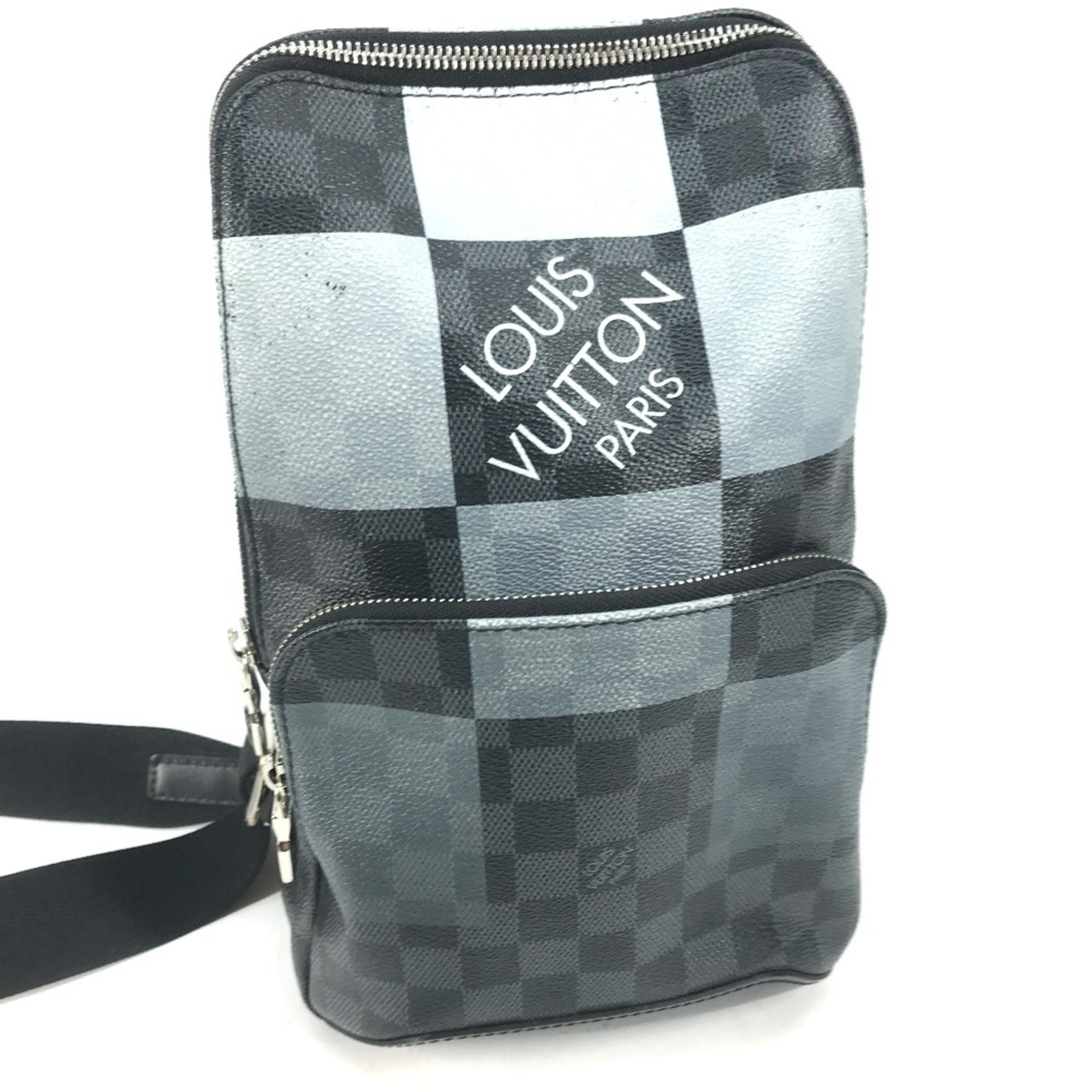 Louis Vuitton Black Galle Gray Canvas Shoulder Bag Sling Bag