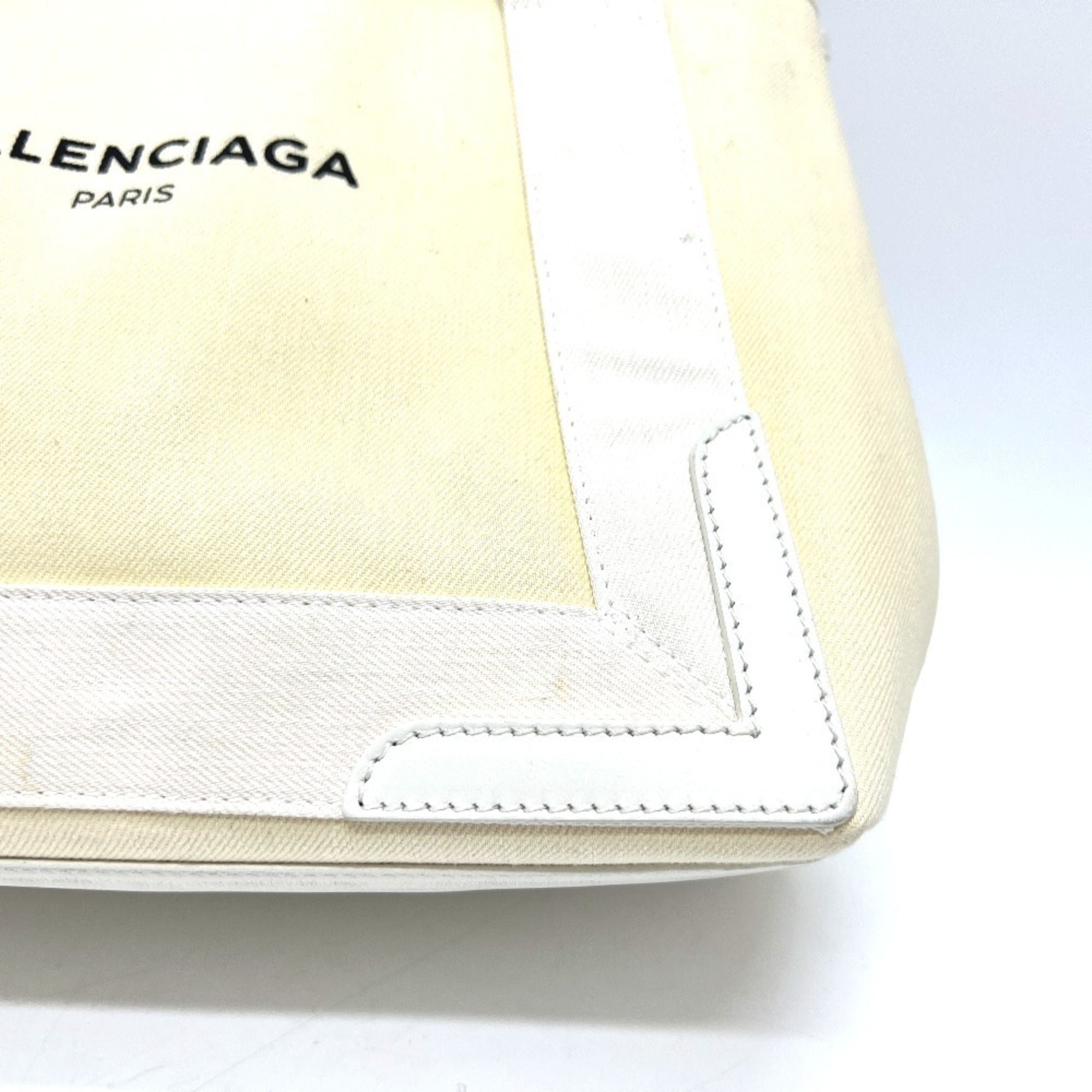 Balenciaga White Canvas Leather Handbag Tote