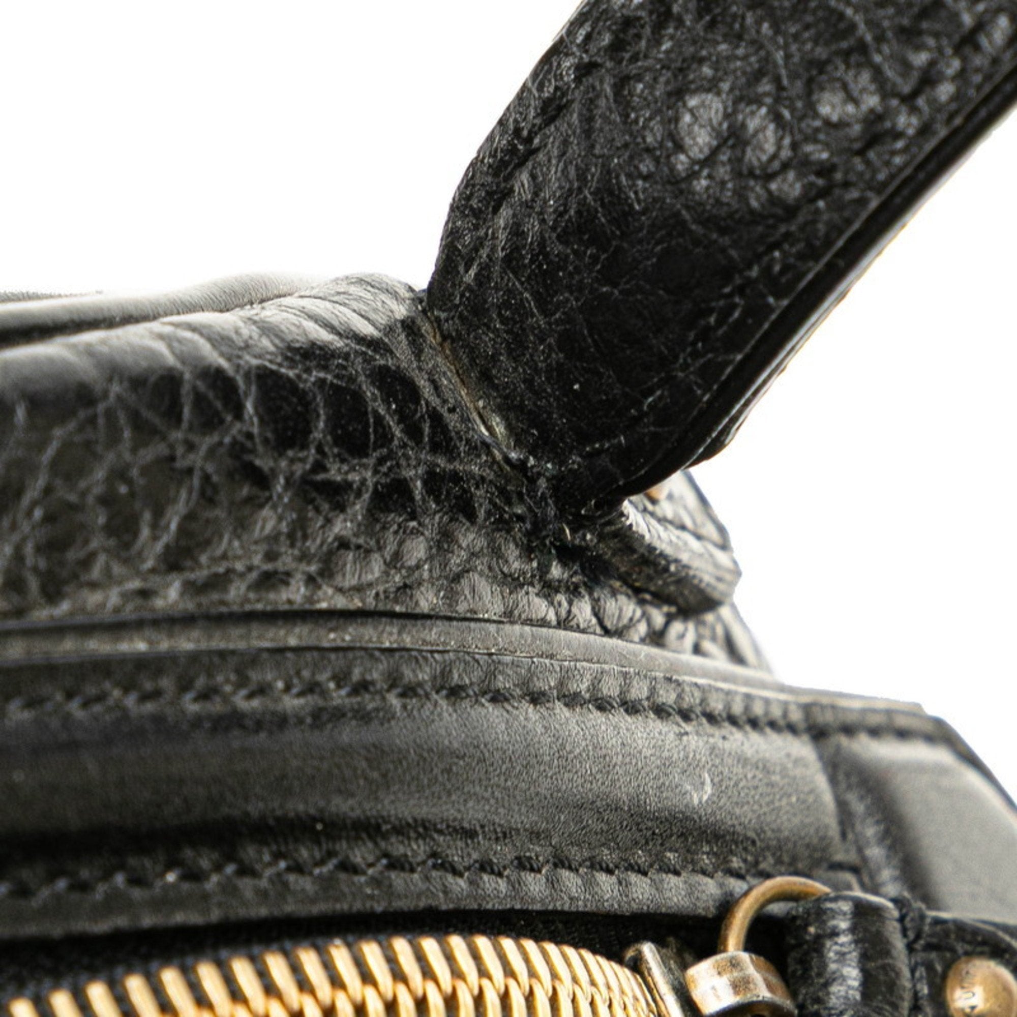 Louis Vuitton Black Khaki Noir Leather Handbag Shoulder Bag