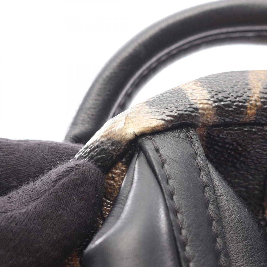 Louis Vuitton Black Brown Coated Canvas Leather Backpack