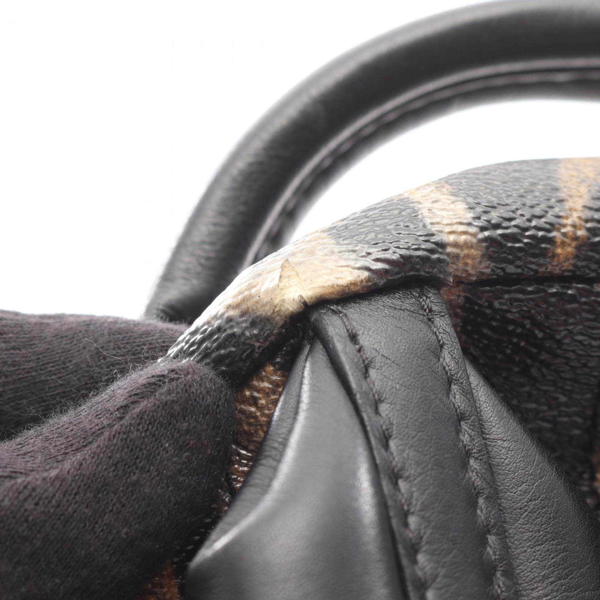 Louis Vuitton Black Brown Coated Canvas Leather Backpack