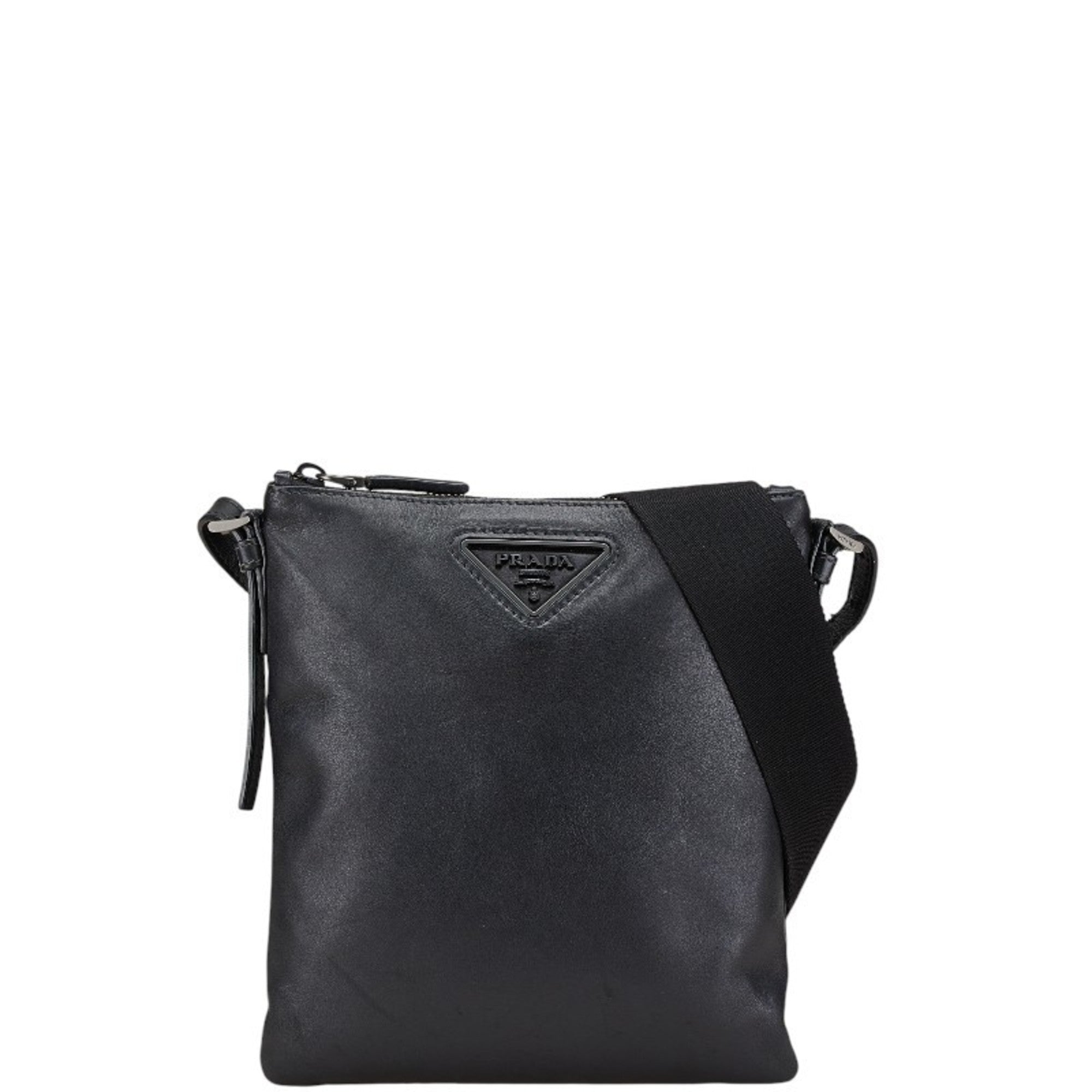 Prada Black Leather Pouch Shoulder Bag