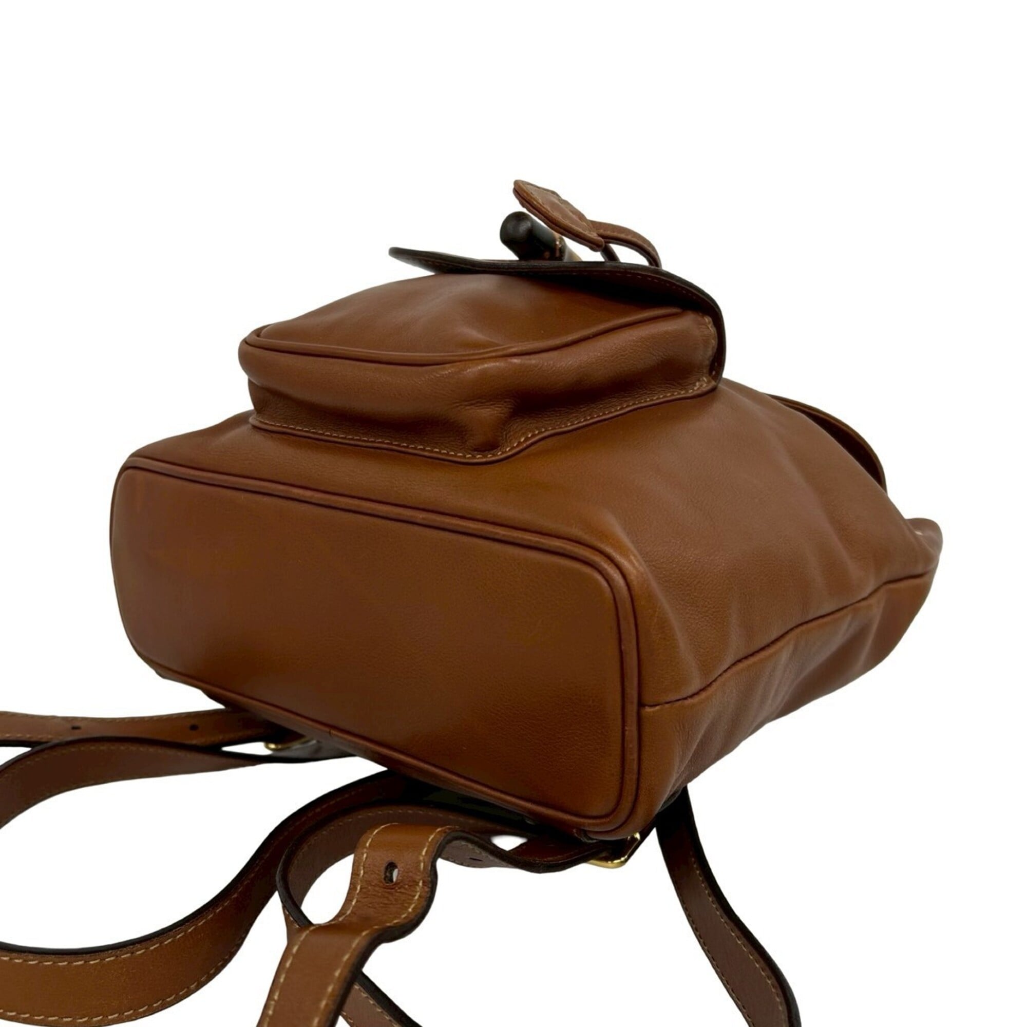 Gucci Brown Leather Bamboo Backpack (Pre-Owned)