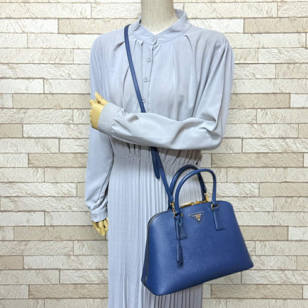 Prada Blue Leather Shoulder Bag