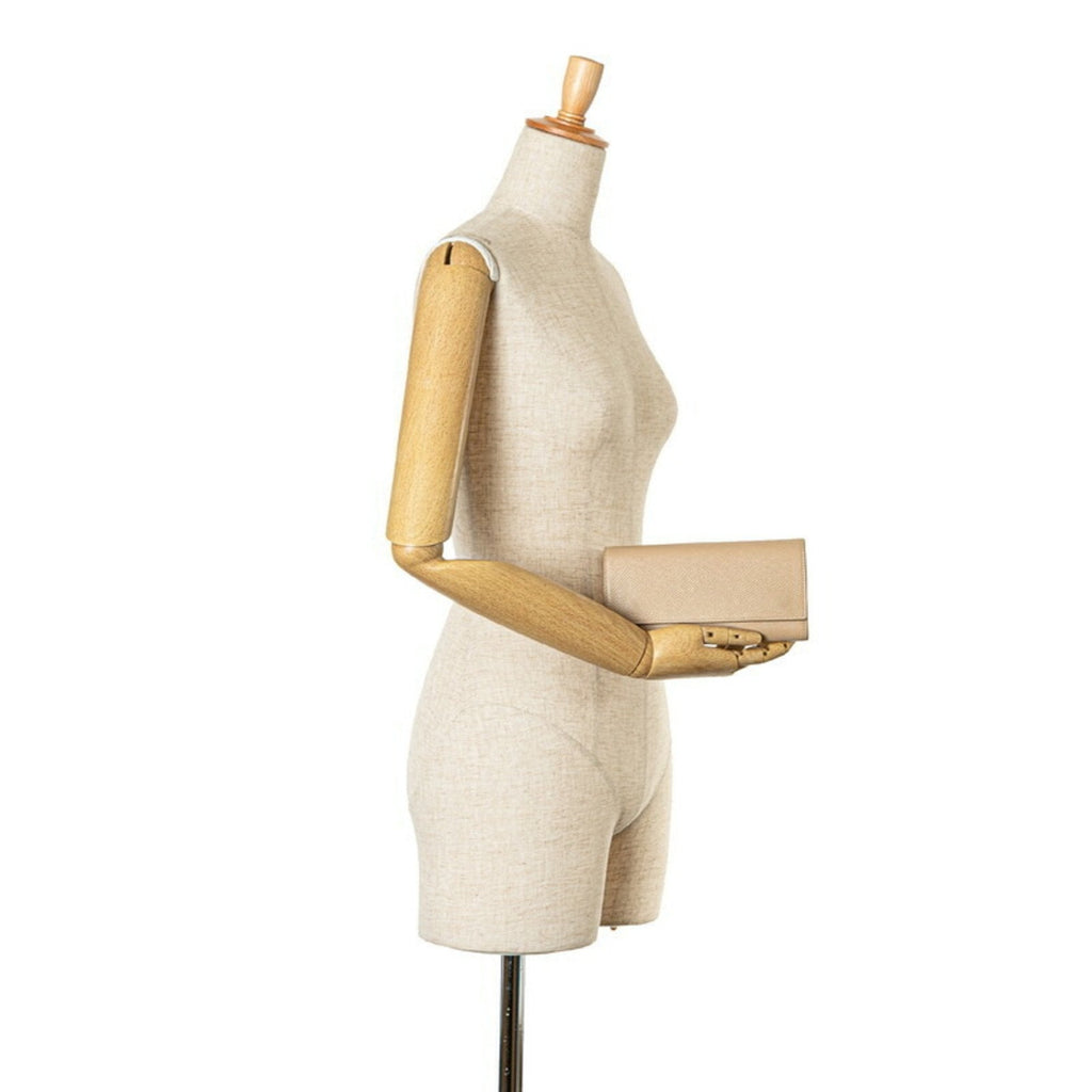 Celine Beige Leather Long Wallet (Bi-Fold)
