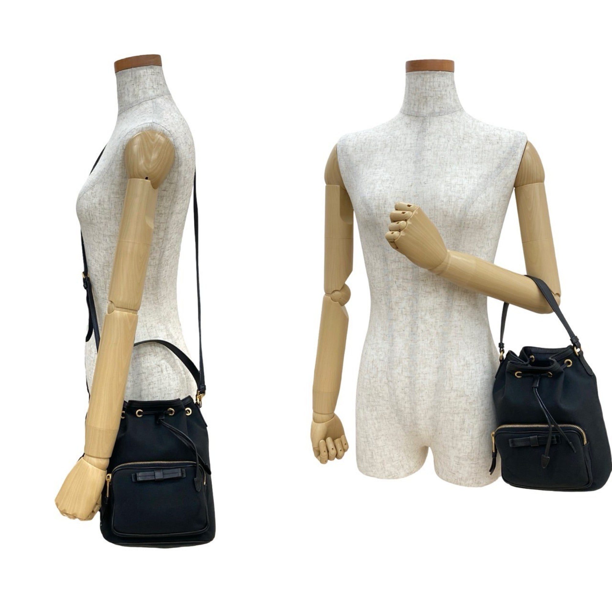 Prada Black Canvas Leather Handbag Shoulder Bag