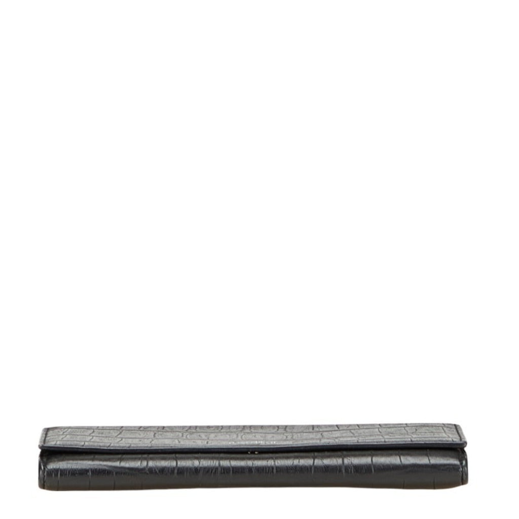 Saint Laurent Black Leather Long Wallet (Bi-Fold) (Pre-Owned)