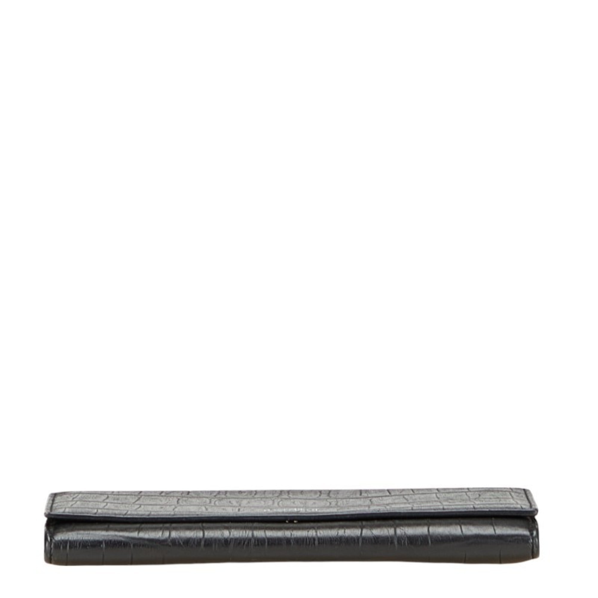 Saint Laurent Black Leather Long Wallet (Bi-Fold) (Pre-Owned)