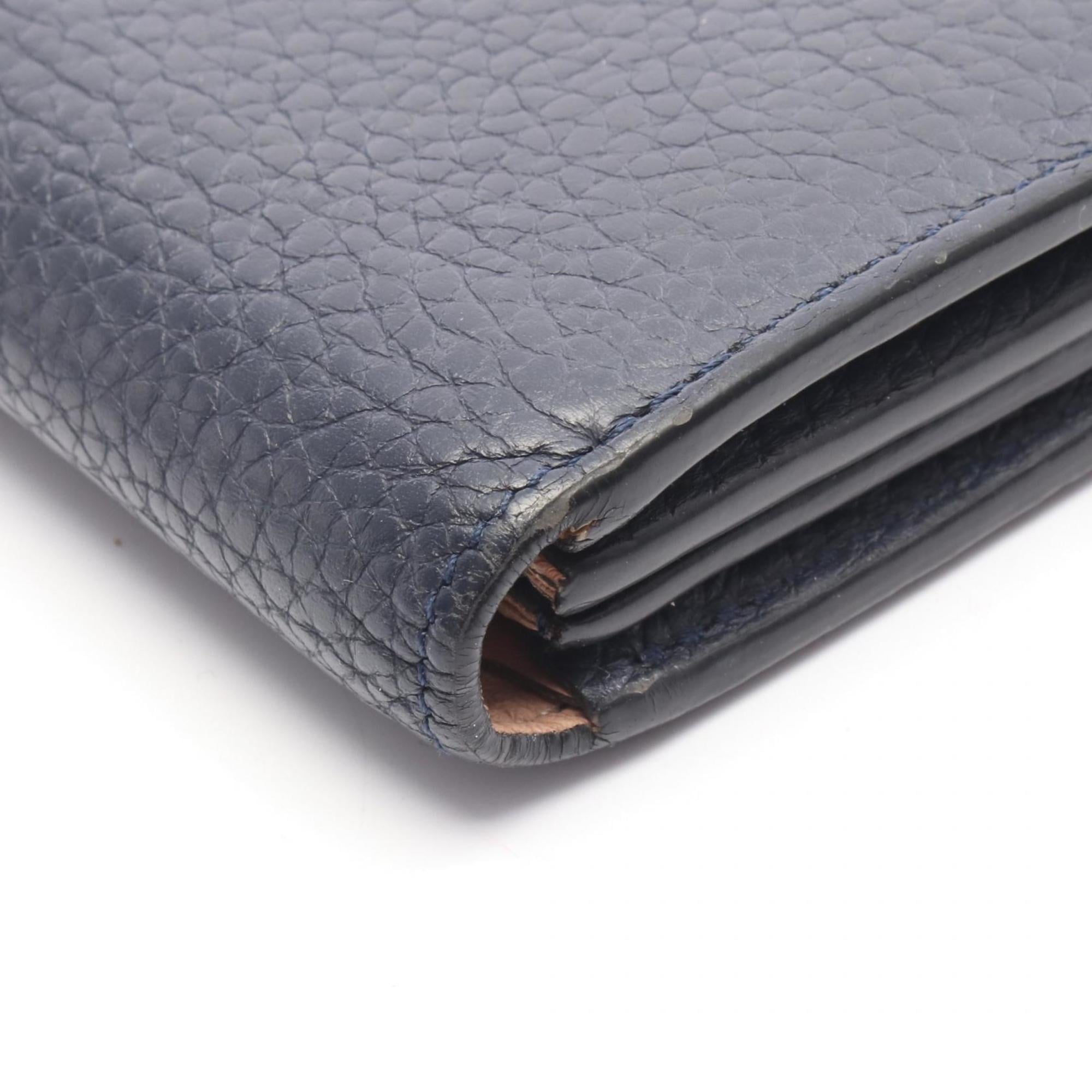 Louis Vuitton Navy Navy Blue Leather Long Wallet