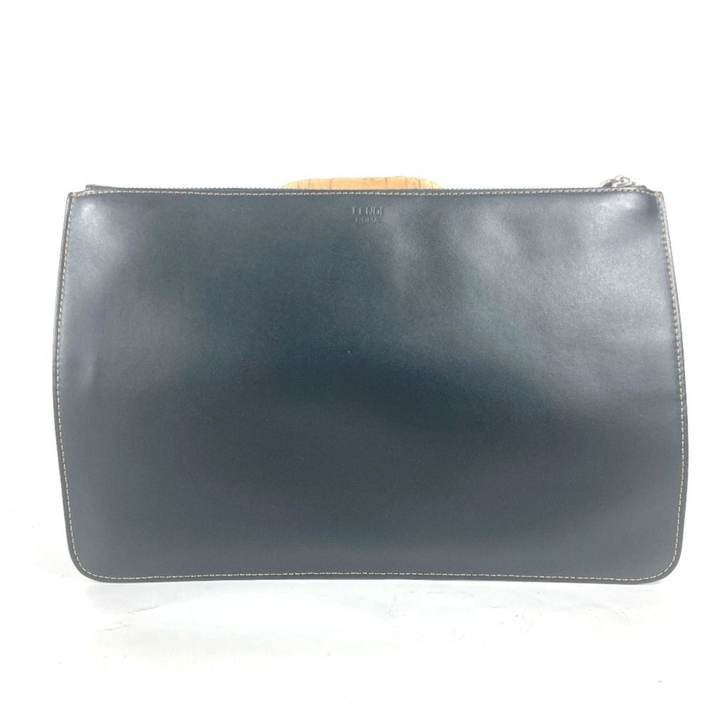 Fendi Black Brown Leather Clutch Bag