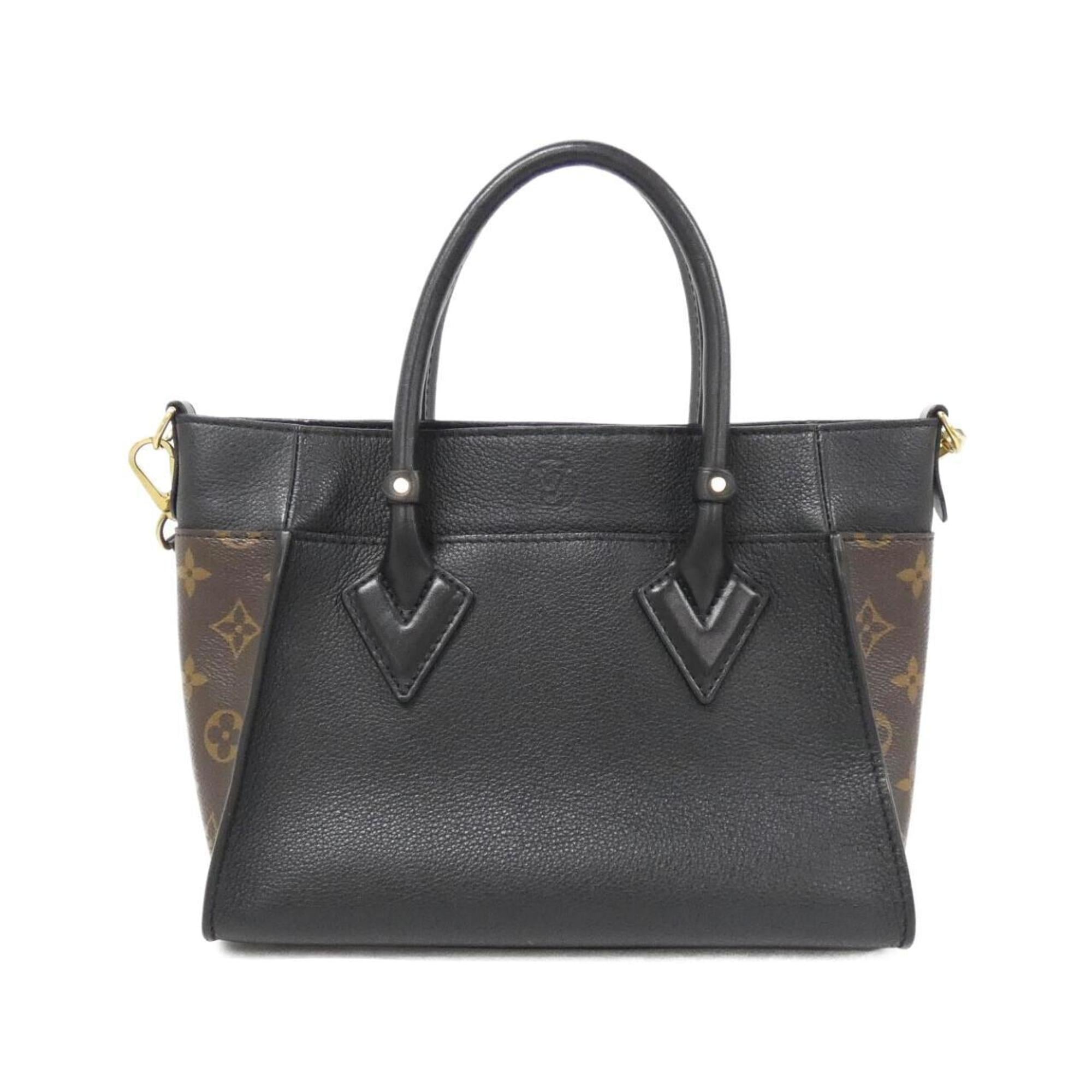 Louis Vuitton Black Leather Coated Canvas Handbag