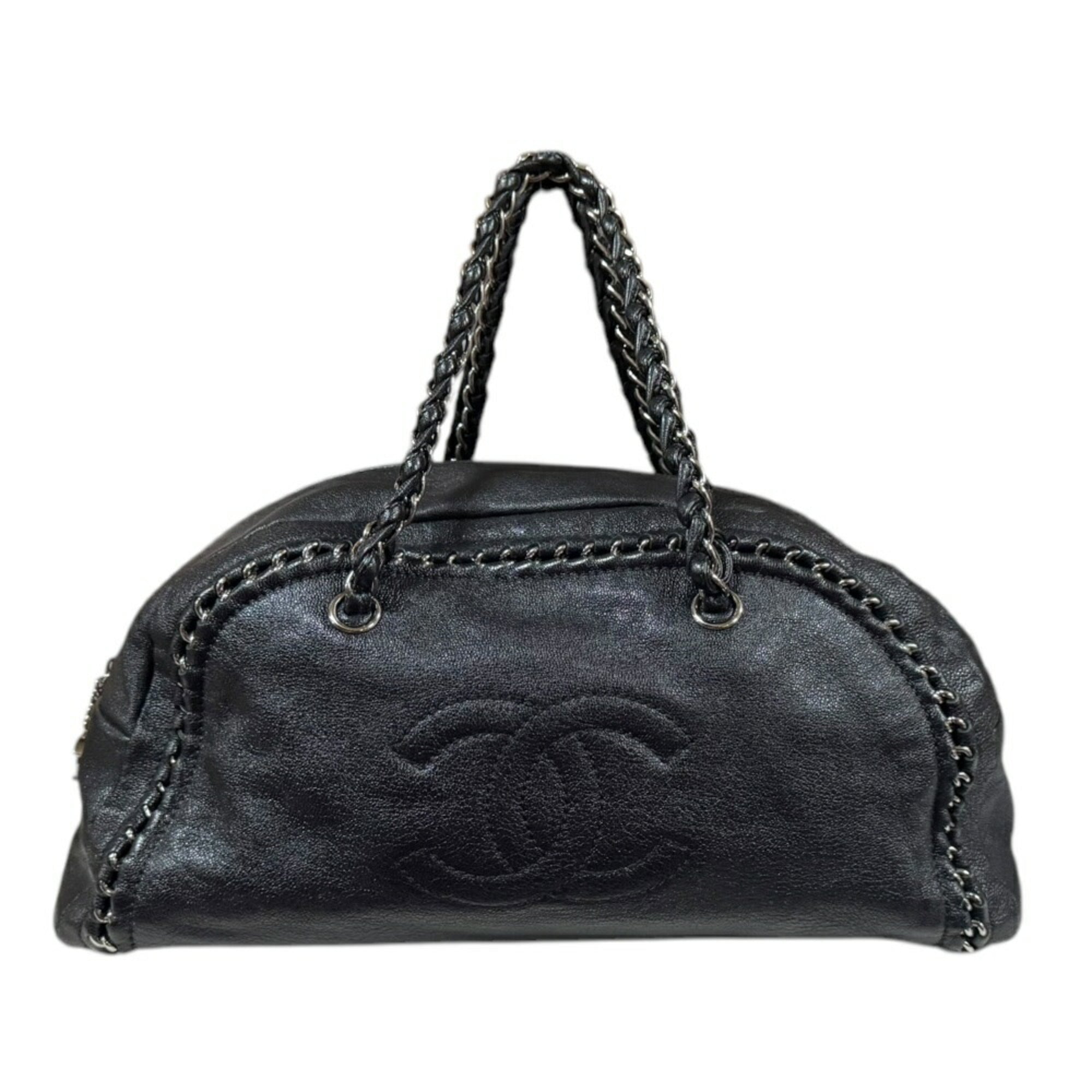 Chanel Black Leather Boston Bag