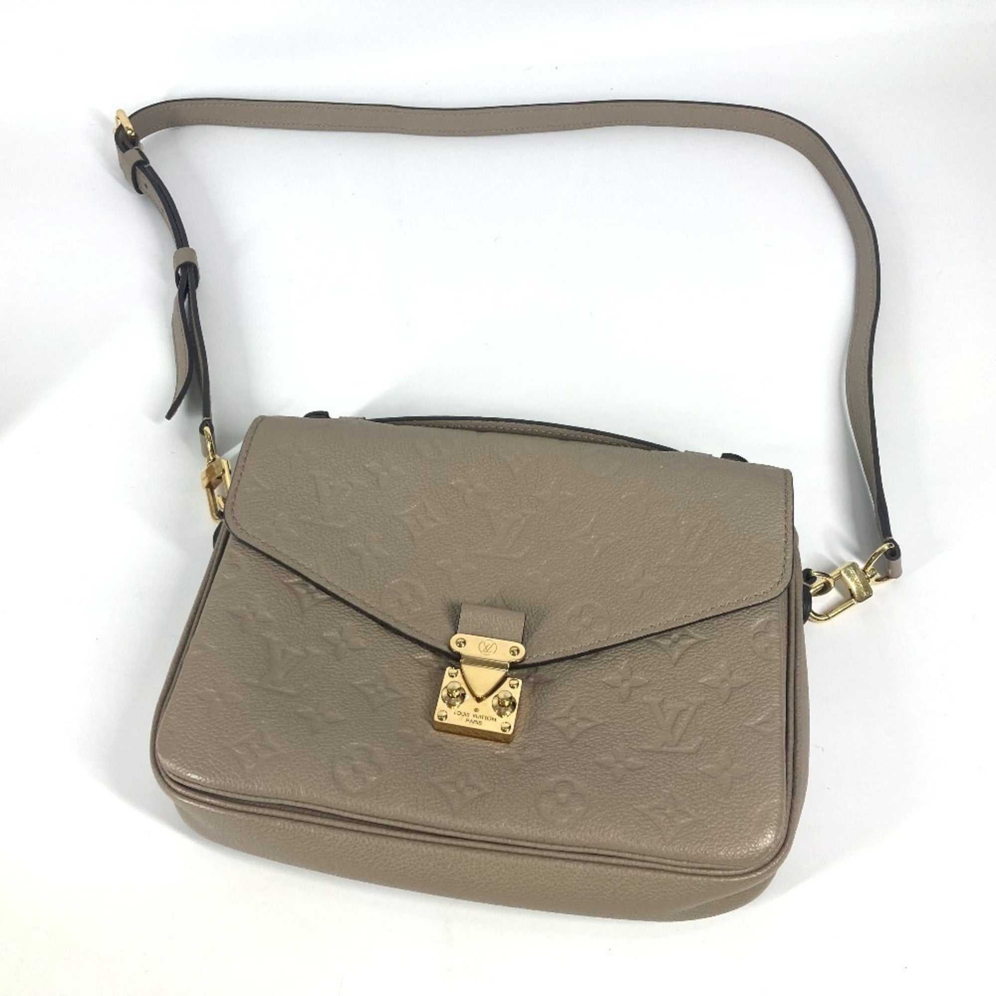 Louis Vuitton Monogram Empreinte Beige Tourterelle Monogram Empreinte Handbag Pochette Shoulder Bag