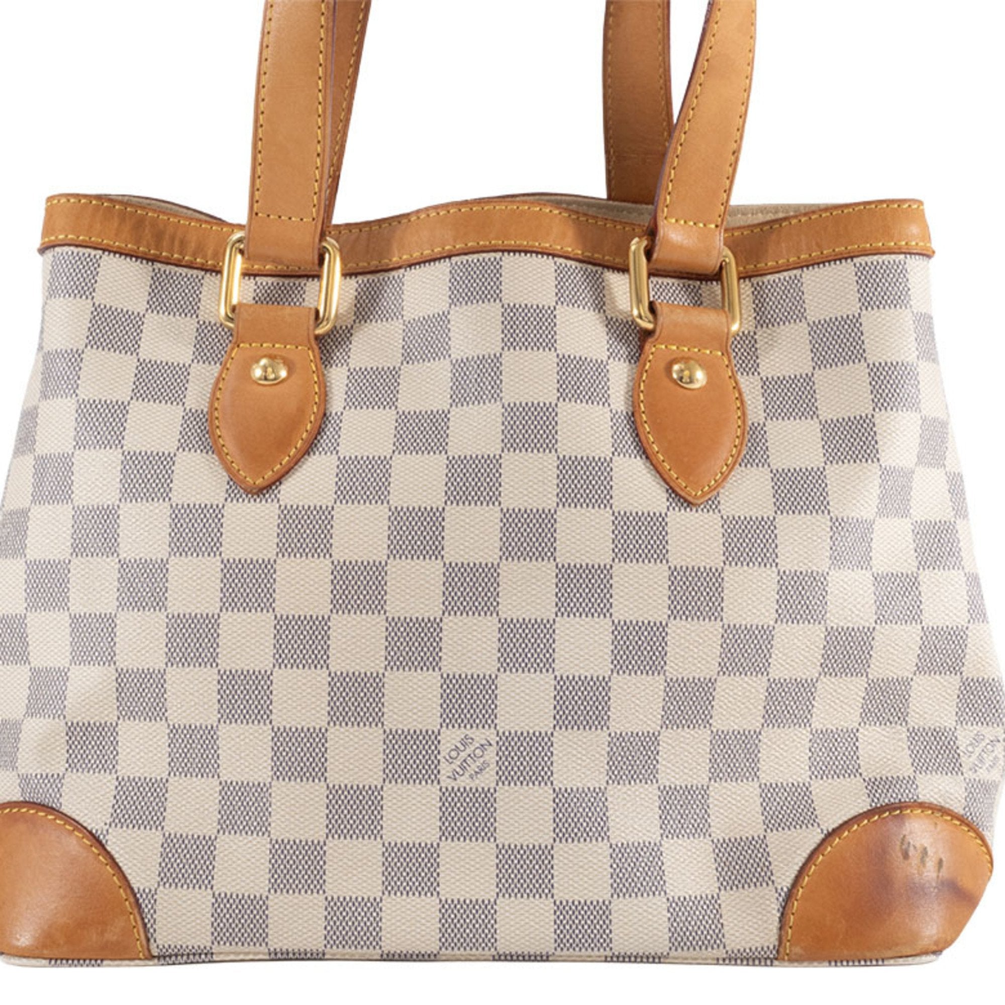 Louis Vuitton Beige Ivory White Canvas Damier Azur Handbag