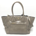 Prada Brown Leather Handbag Shoulder Bag Tote Bag