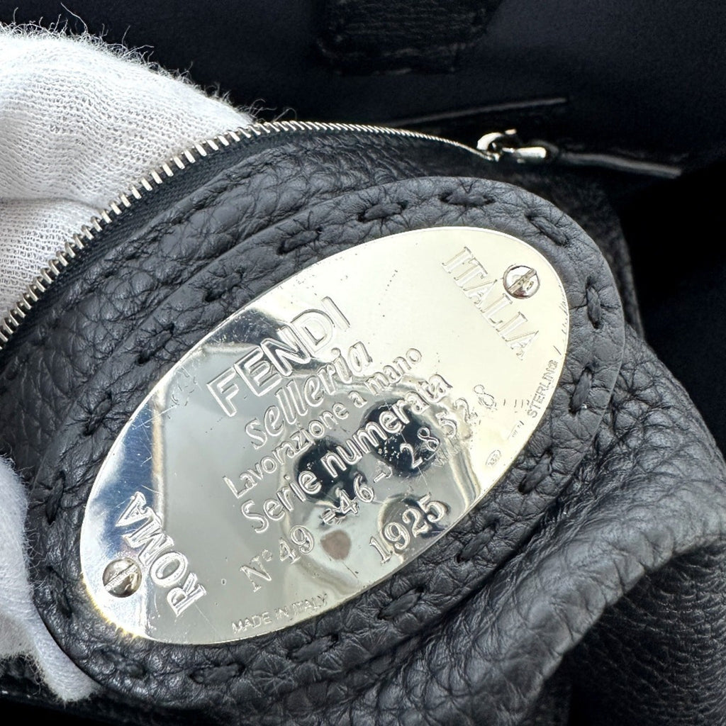 Fendi Selleria Black Leather Tote Bag