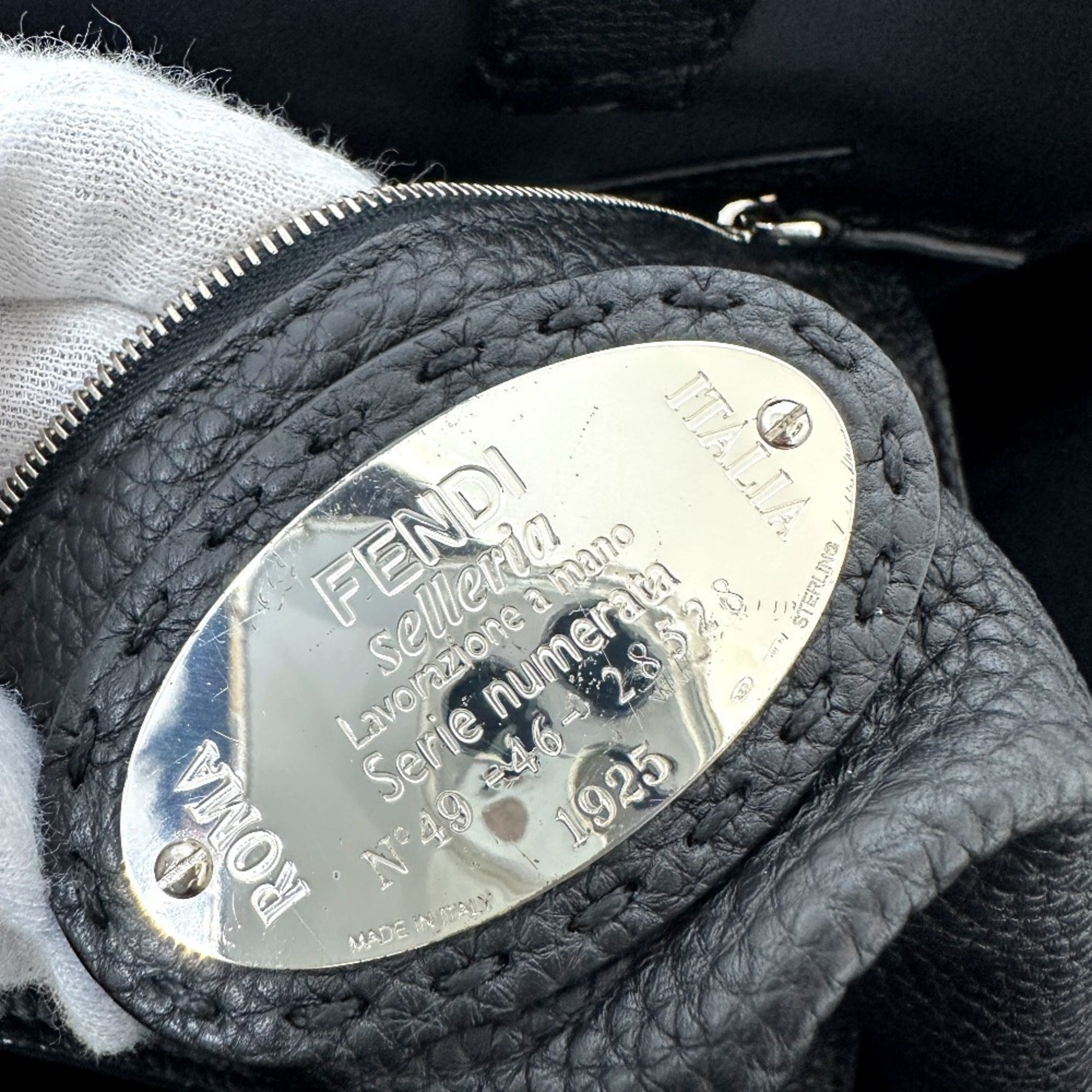 Fendi Selleria Black Leather Tote Bag