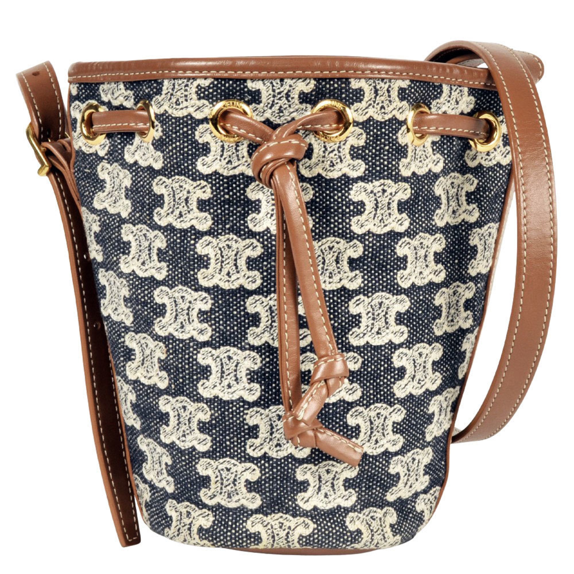 Celine Navy Canvas Shoulder Bag