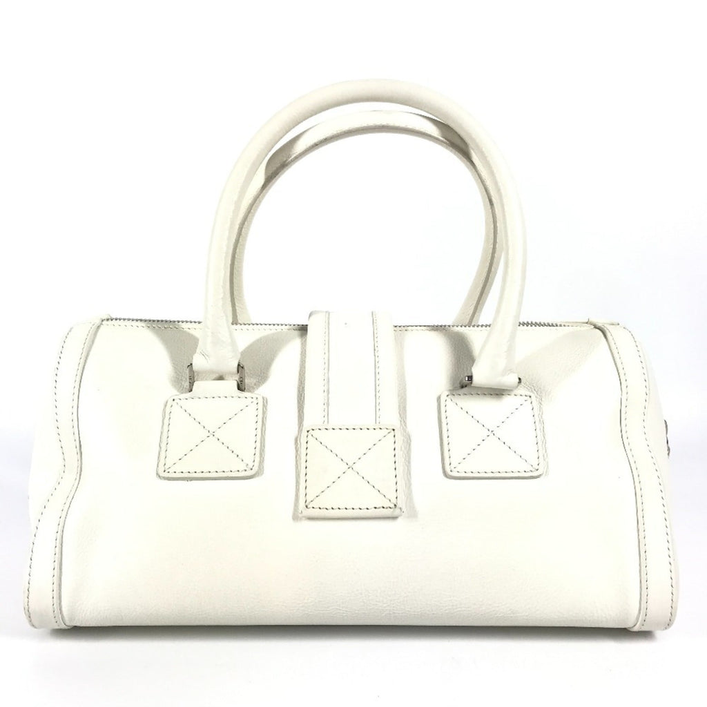 Christian Dior White Leather Boston Bag Handbag (Pre-Owned)