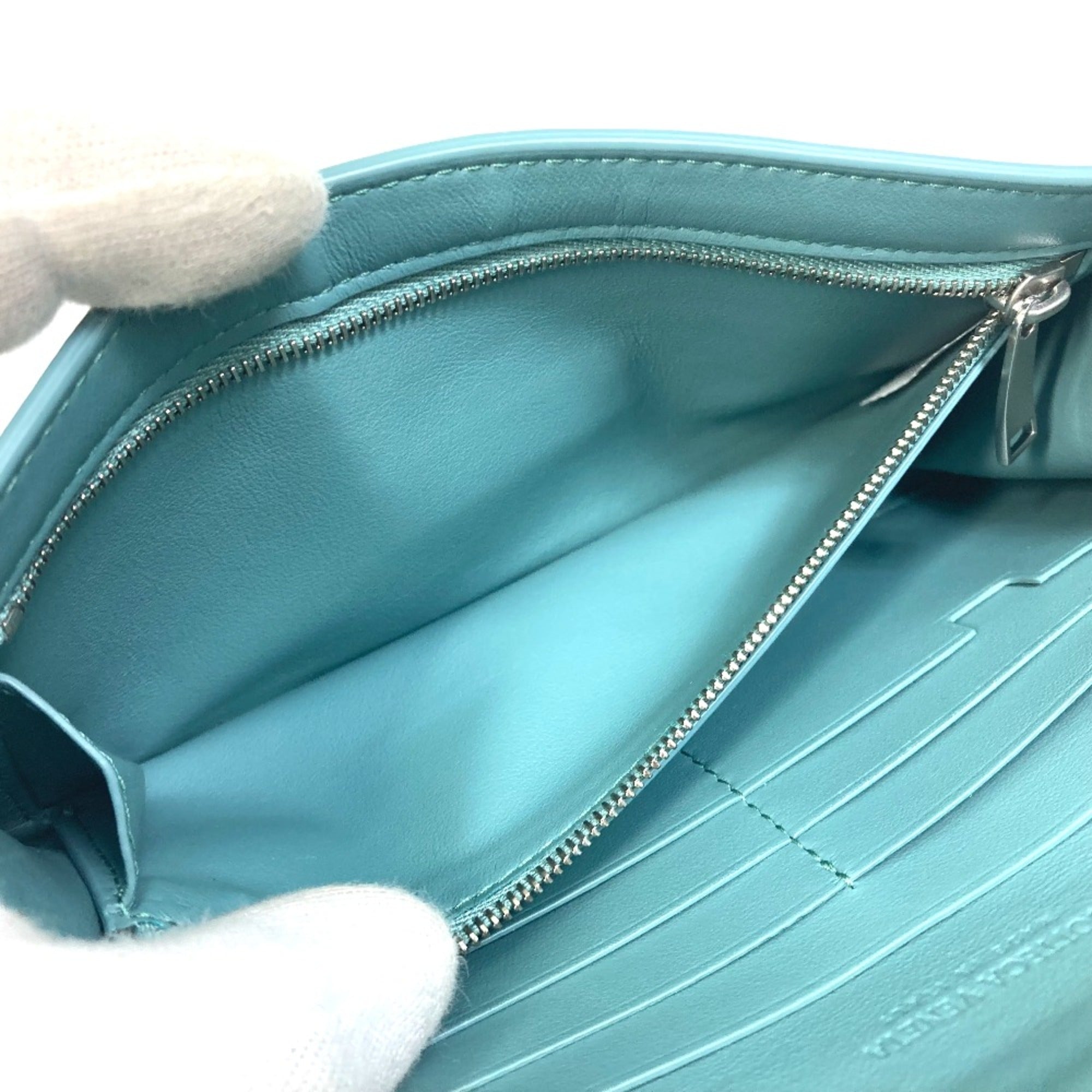 Bottega Veneta Blue Leather Long Wallet (Bi-Fold)