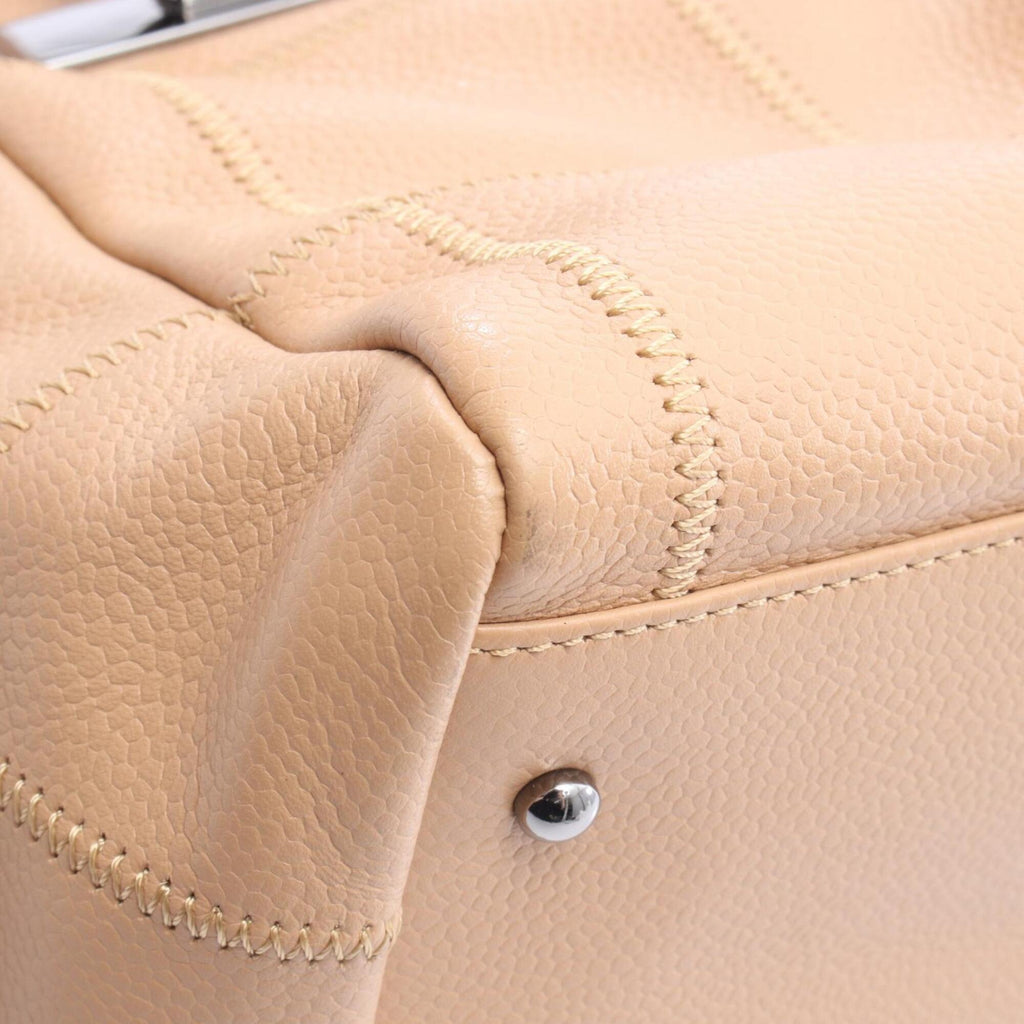 Chanel Chocolate Bar Beige Leather Handbag