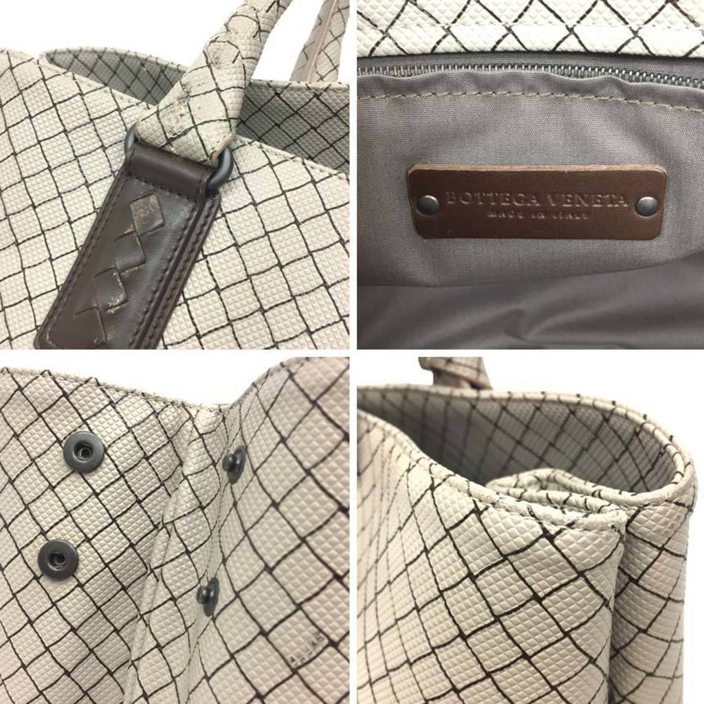 Bottega Veneta Brown Light Gray Pvc Leather Tote Bag