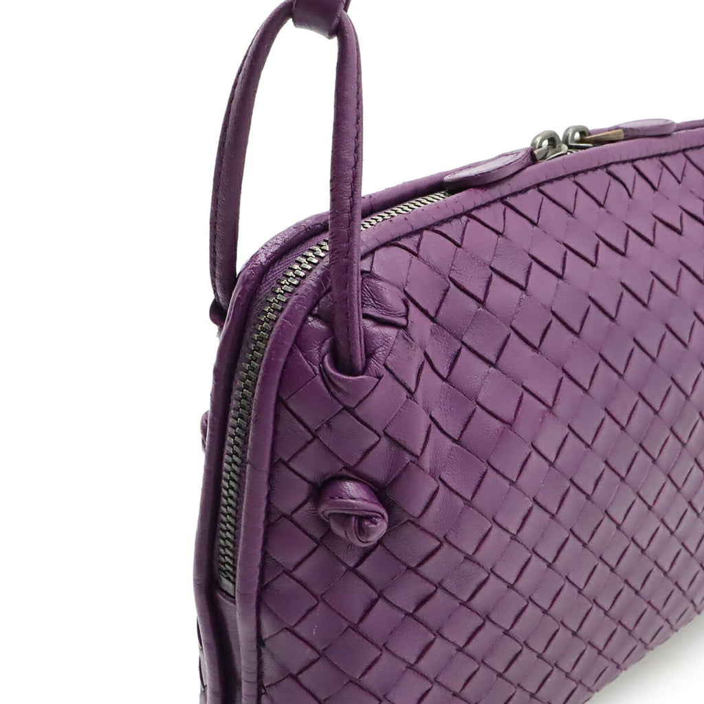 Bottega Veneta Intrecciato Purple Leather Pochette Shoulder Bag