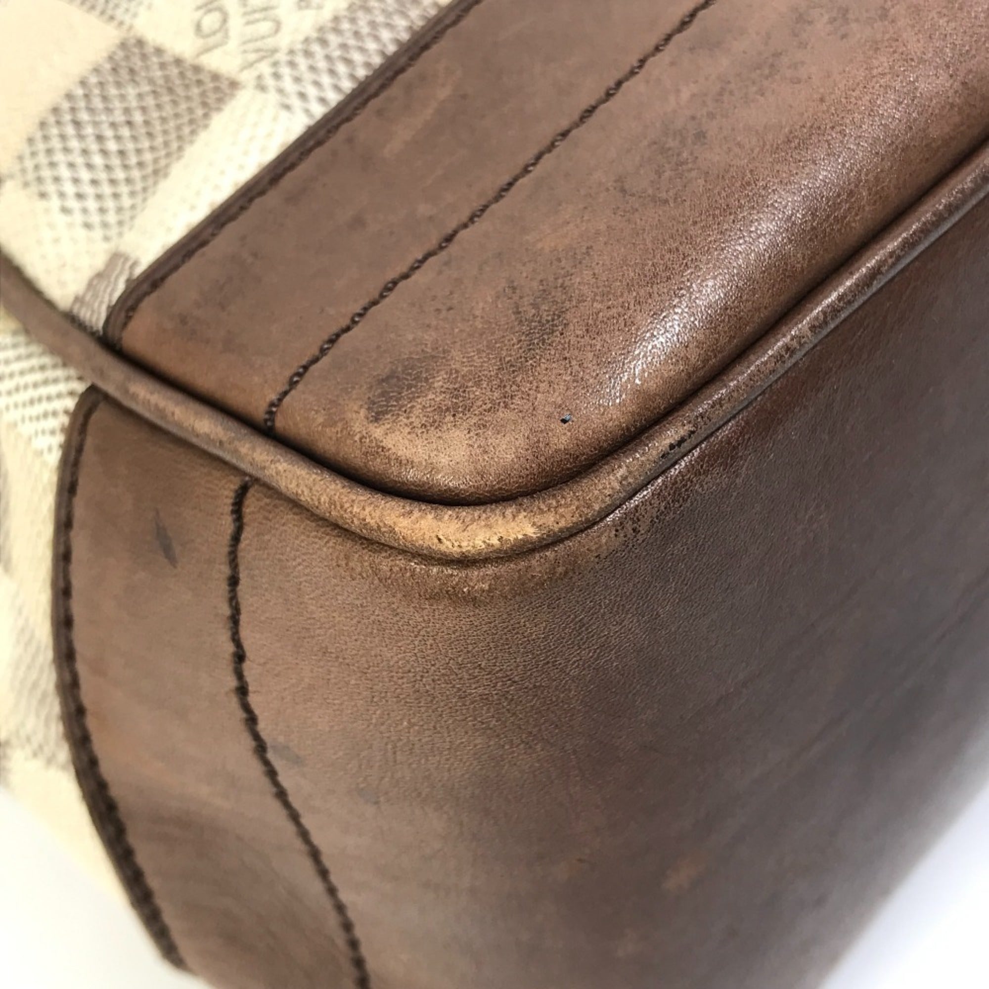 Louis Vuitton Brown White Canvas Shoulder Bag Tote Bag